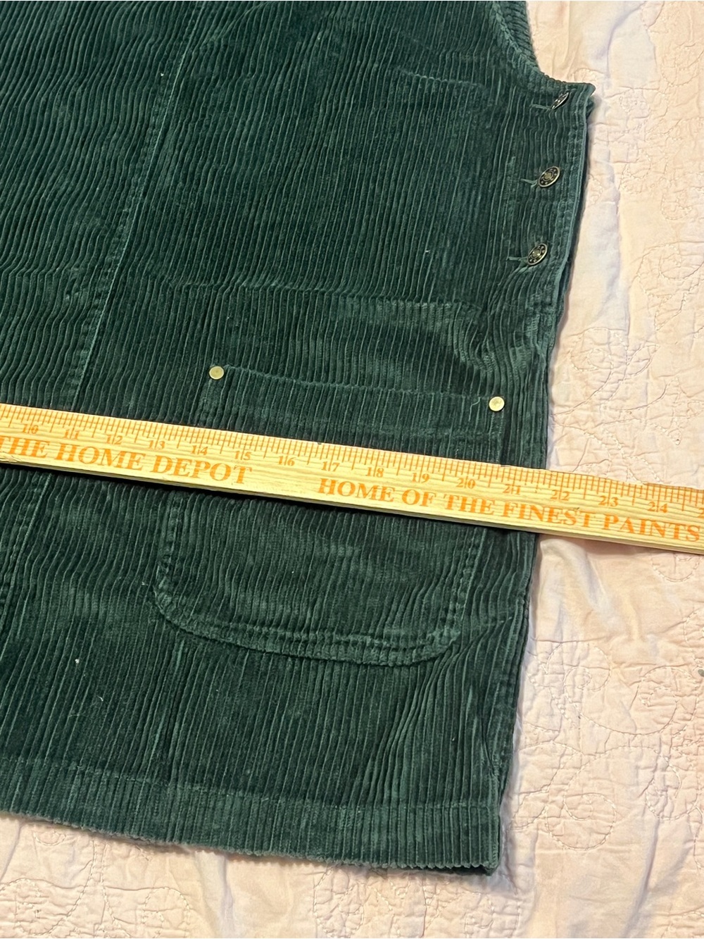 Vintage Dark Green Corduroy Pinafore Mini Dress - Picture 6 of 7